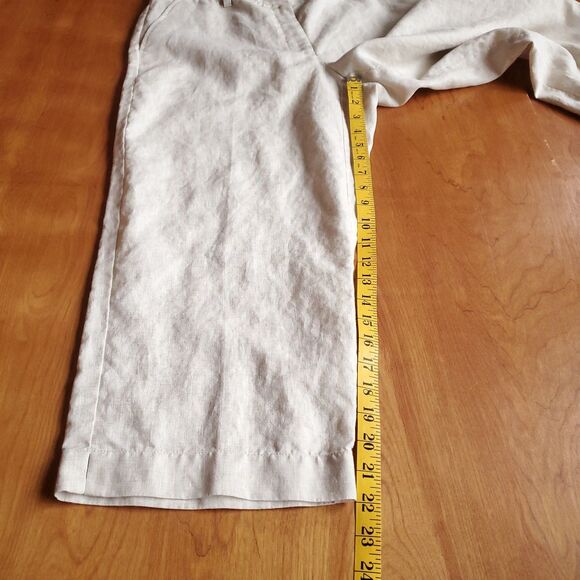 Liz Claiborne Audra Capri Crop Pants Sz 10 100% Linen Beige Chino Trouser - Picture 9 of 12